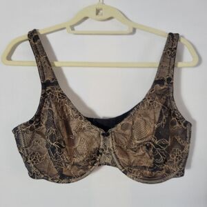 38DDD Black and Tan unpadded bra